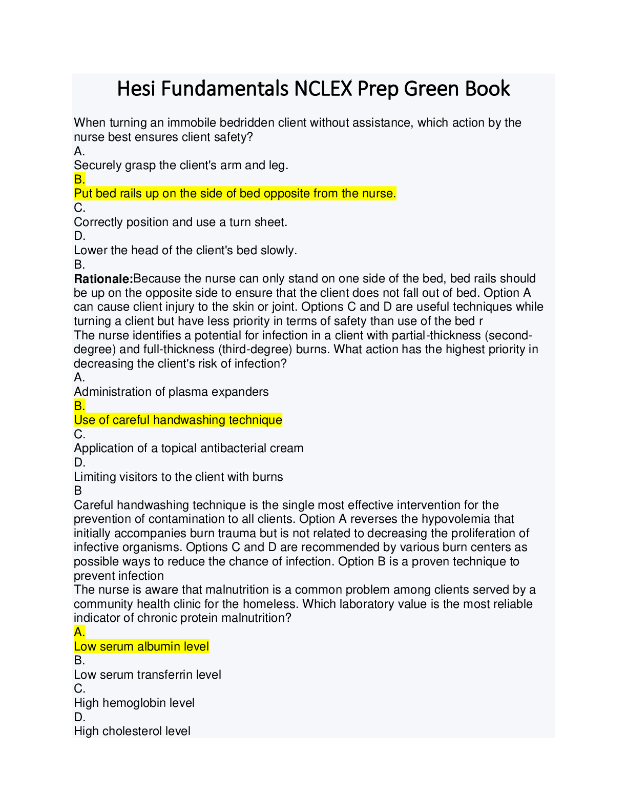 Preview image of Hesi Fundamentals NCLEX Prep Green Book document